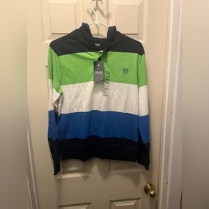 Chaps youth large 14-16 striped hooded long sleeve shirt new